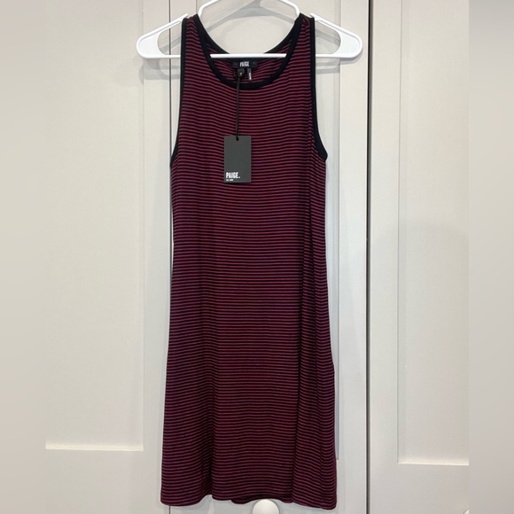 Paige Mia Red Black Striped Micro Ribbed Tank Top Sleeveless Mini Dress Size:(S) - Picture 4 of 8